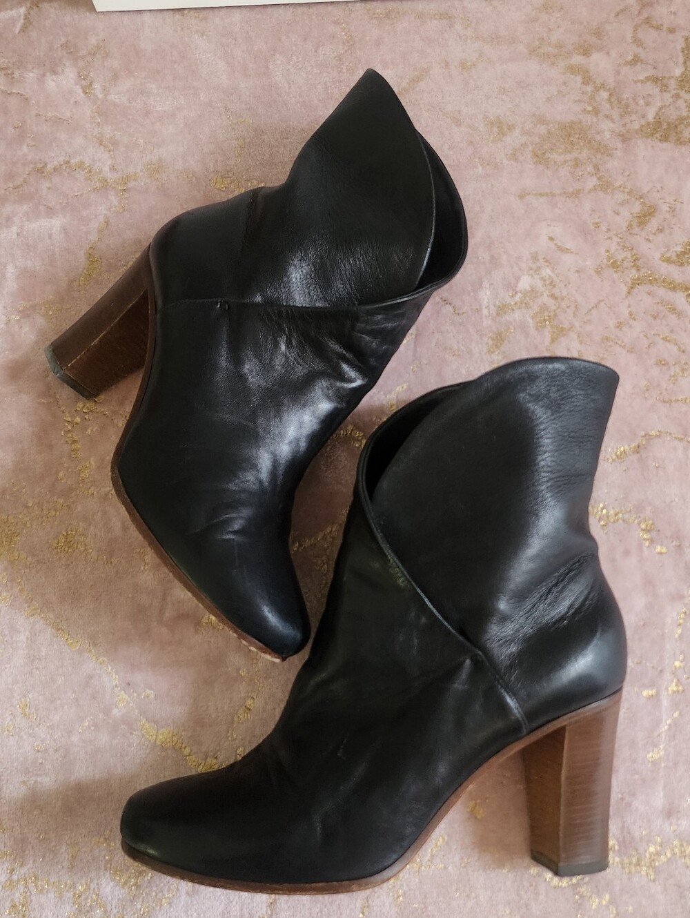 CELINE | Black Leather Wrap Ankle Boots - Picture 5 of 15